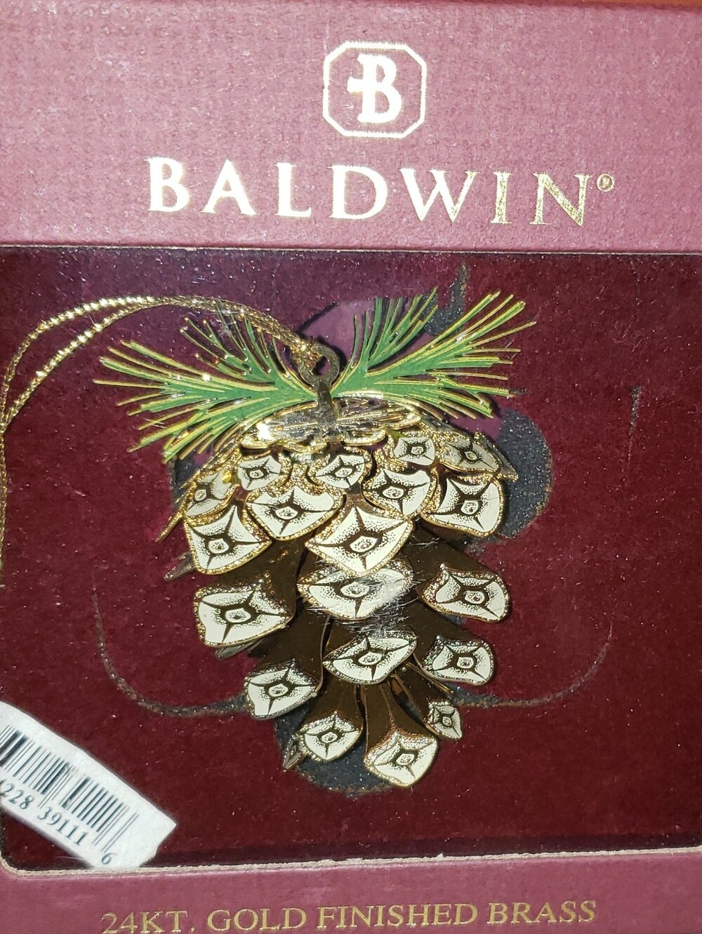 Baldwin 24 Kt. Gold Finished Brass "Sylvan Pine Cone"
